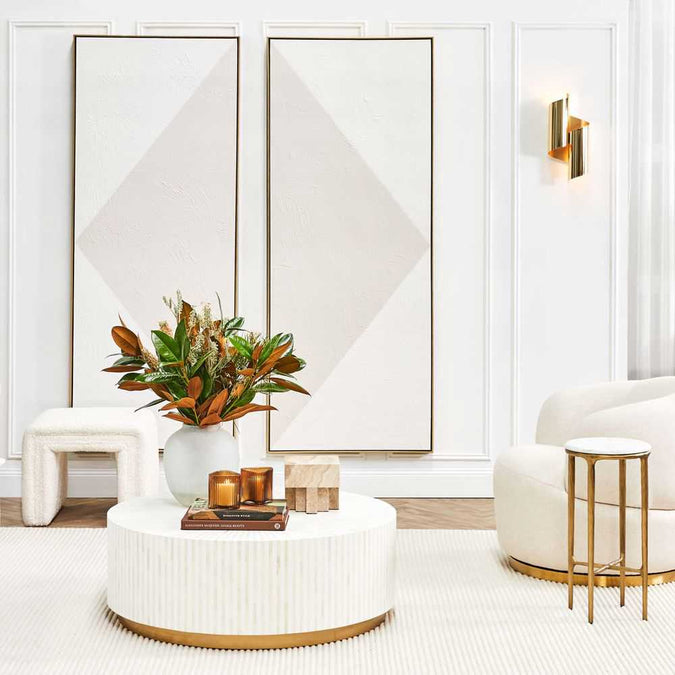 Heston Marble Petite Side Table - Brass - - Eleganté