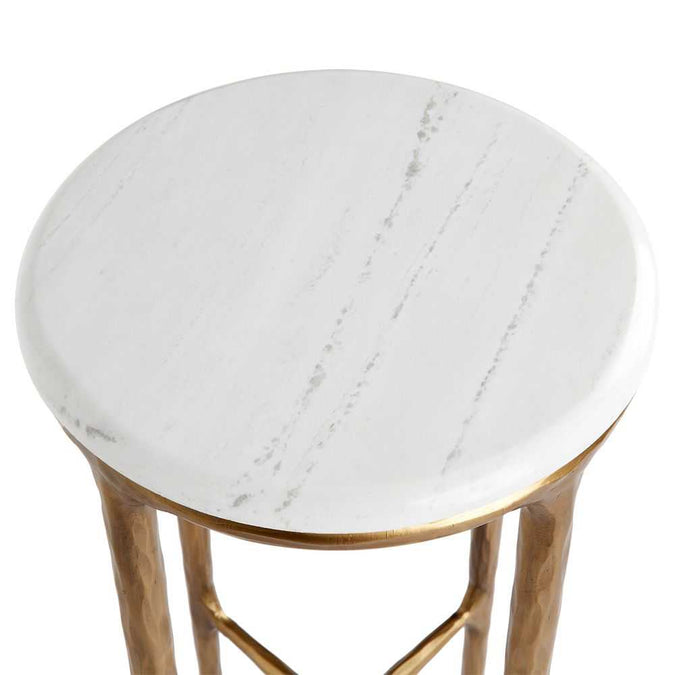 Heston Marble Petite Side Table - Brass - - Eleganté