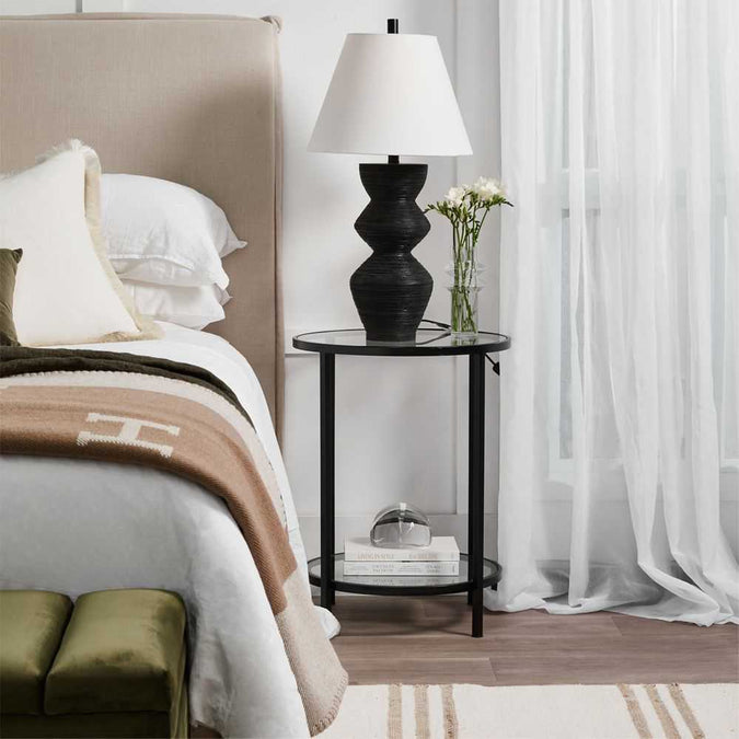 Cocktail Glass Round Side Table - Black - - Eleganté