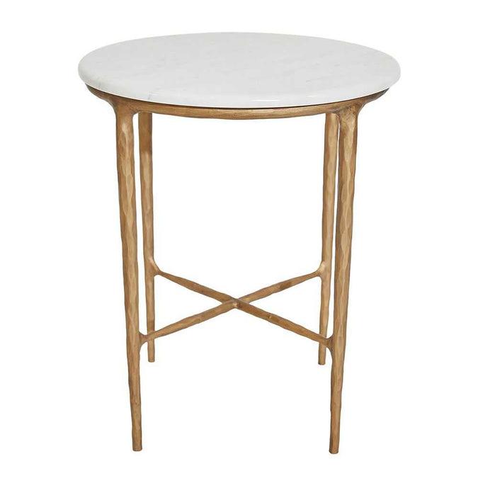 Heston Marble Round Side Table - Brass - - Eleganté
