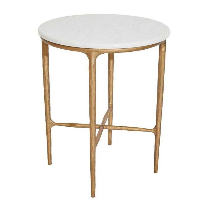 Heston Marble Round Side Table - Brass - - Eleganté