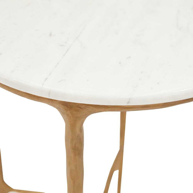 Heston Marble Round Side Table - Brass - - Eleganté