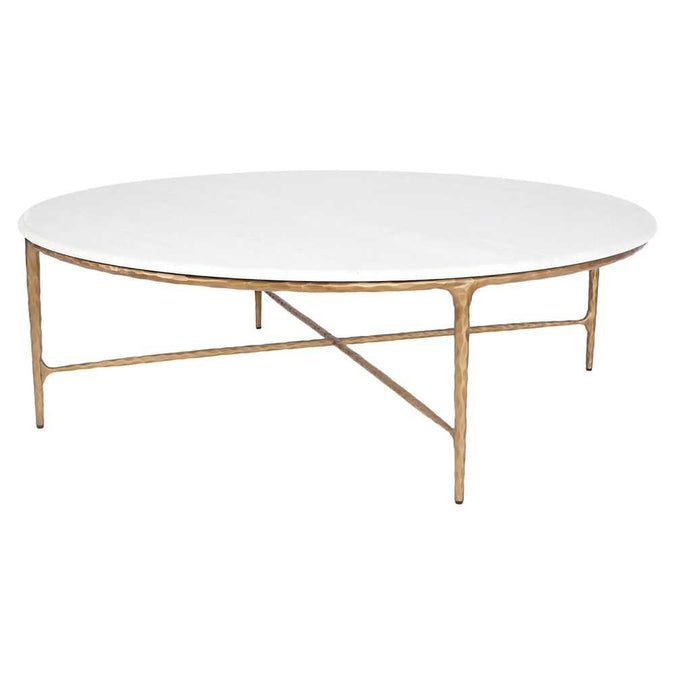 Heston Marble Round Coffee Table - Brass - - Eleganté