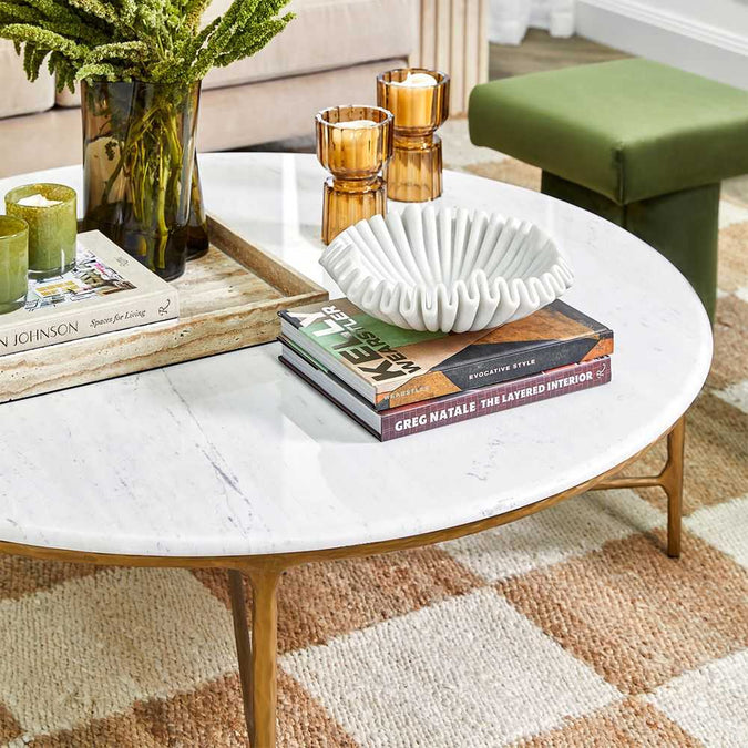 Heston Marble Round Coffee Table - Brass - - Eleganté