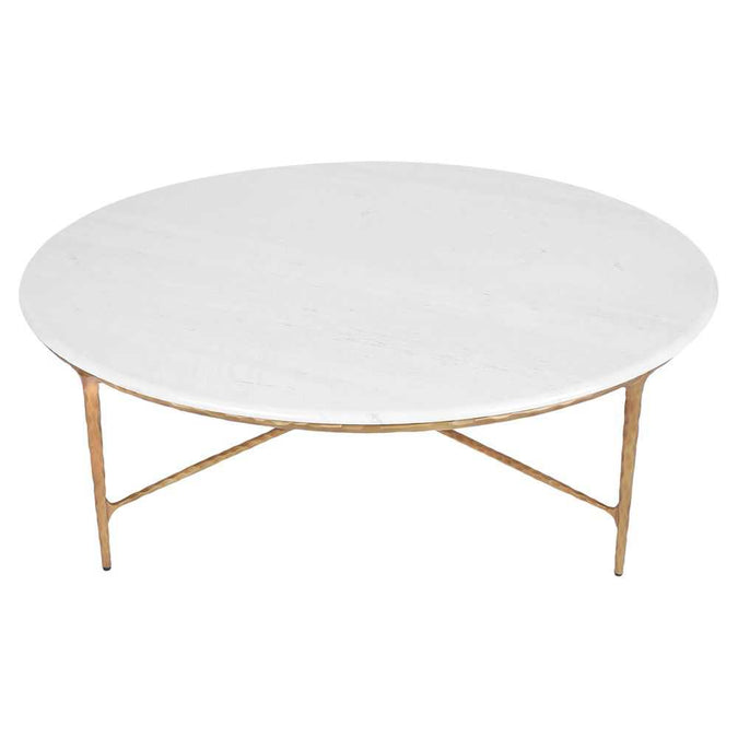 Heston Marble Round Coffee Table - Brass - - Eleganté