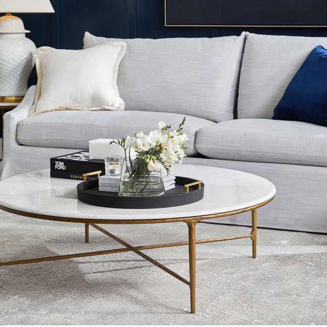 Heston Marble Round Coffee Table - Brass - - Eleganté