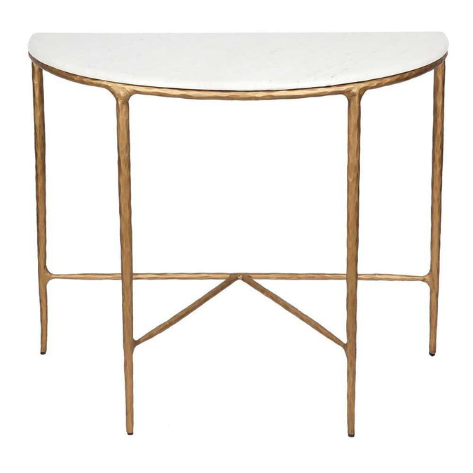 Heston Marble Demilune Table - Brass - - Eleganté
