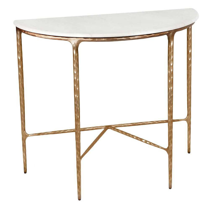 Heston Marble Demilune Table - Brass - - Eleganté
