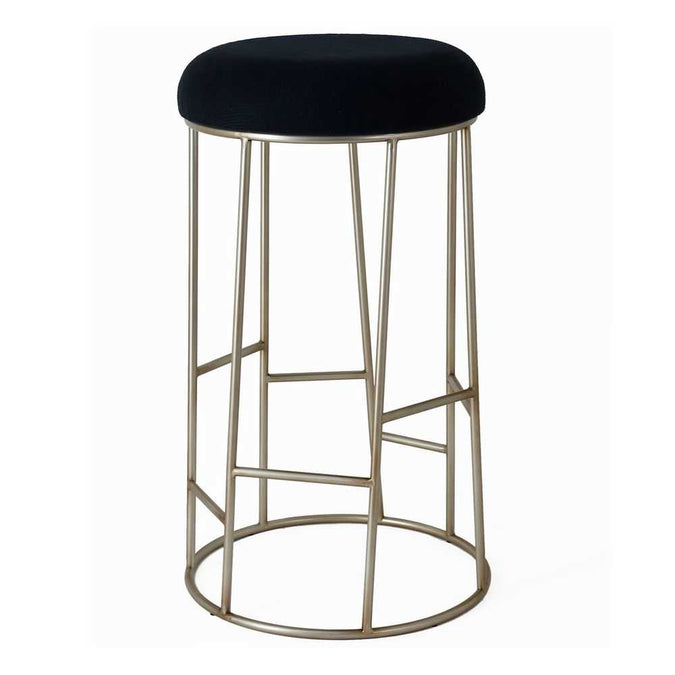 Aiden Gold Steel Bar Stool - Black Linen