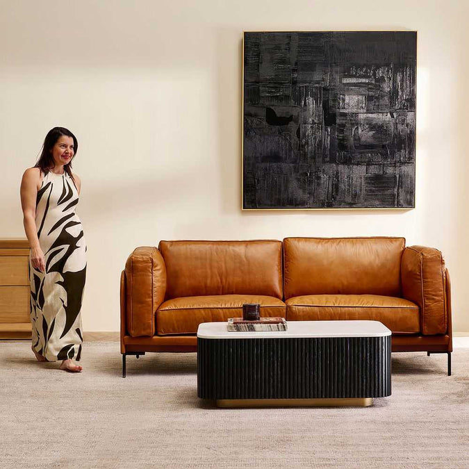 Keaton 2.5 Seater Sofa - Light Brown Leather