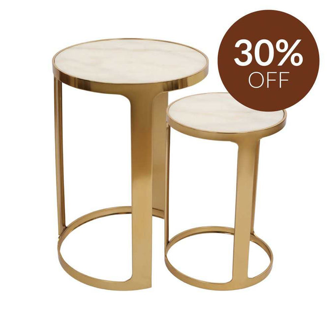 Isabelle Marble Nesting Side Tables - Gold