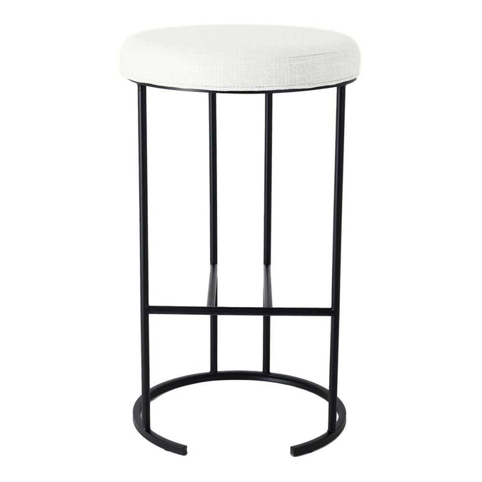 Blackley Black Iron Bar Stool - Natural Linen