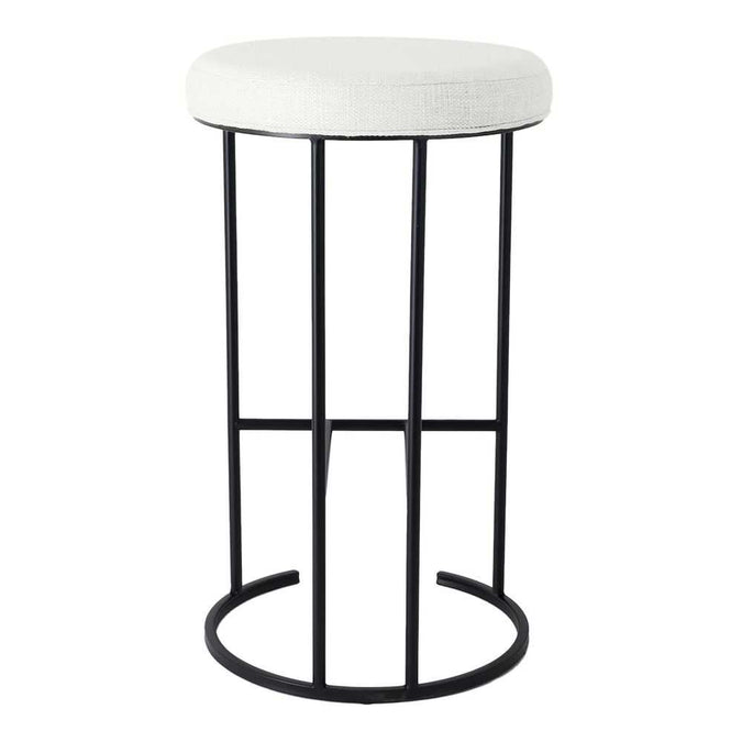 Blackley Black Iron Bar Stool - Natural Linen