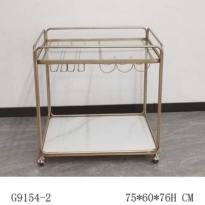 Wentworth Rectangle Bar Cart - Antique Gold - OUTLET NSW