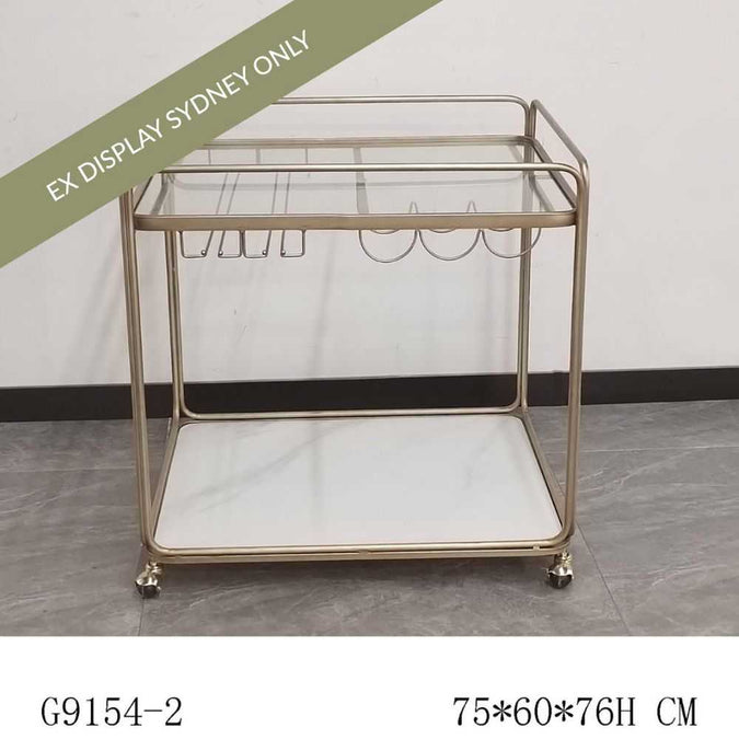 Wentworth Rectangle Bar Cart - Antique Gold - OUTLET NSW