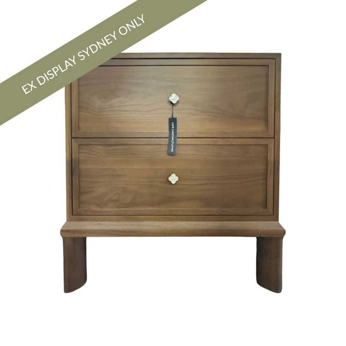 Jill Bedside Table - Large Walnut - OUTLET NSW