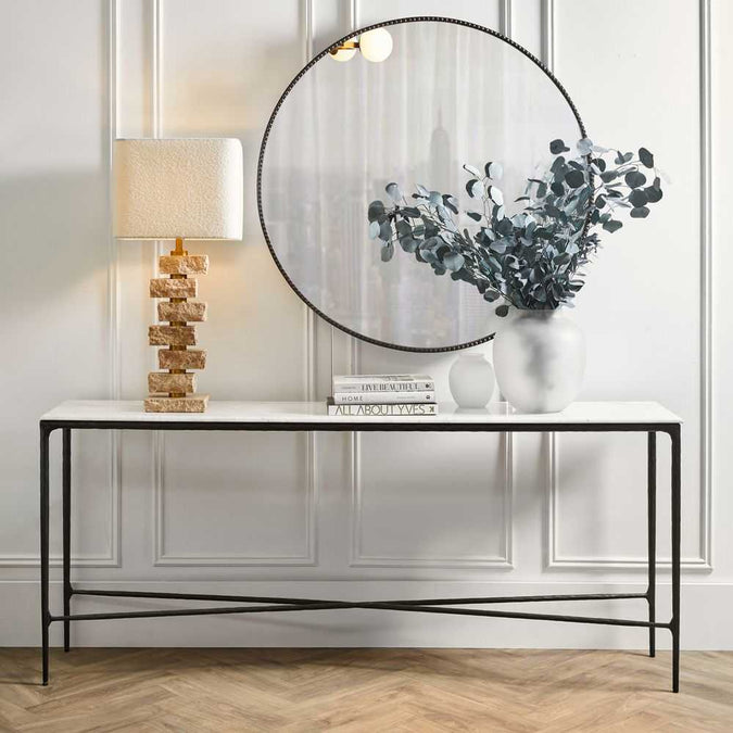 Heston Marble Console Table - Large Black - - Eleganté