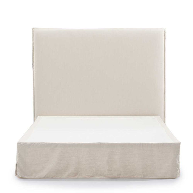 Brighton Slip Cover Queen Bedhead w Valance - Natural Linen