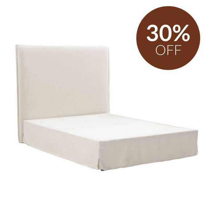 Brighton Slip Cover Queen Bedhead w Valance - Natural Linen