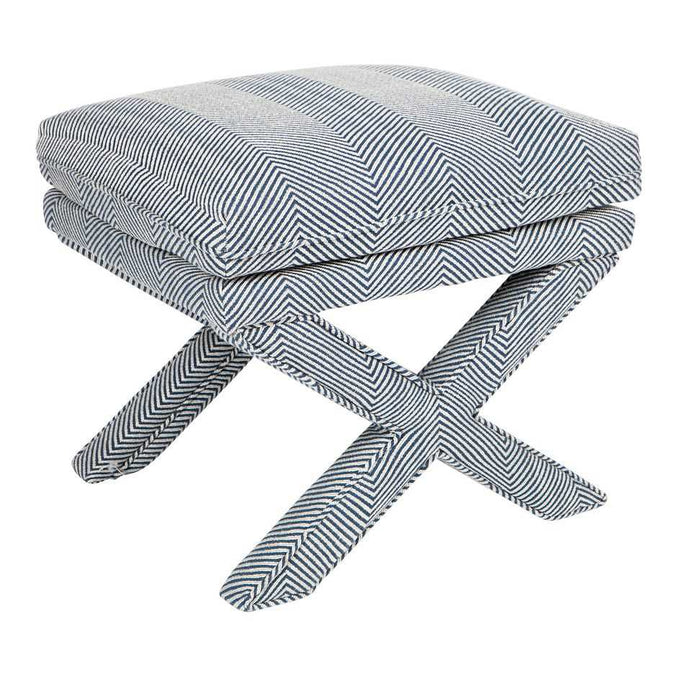 Candace Stool - Chevron Blue Linen