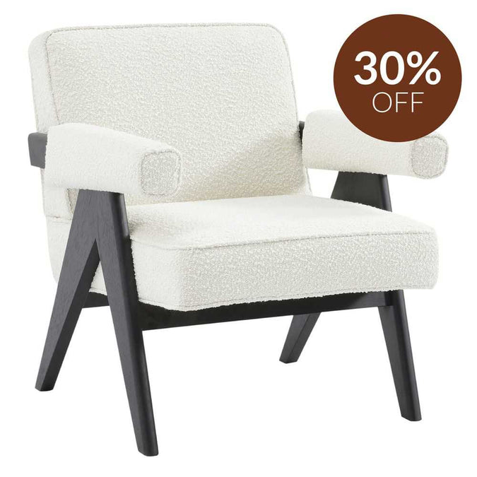 Ambrose Arm Chair - White Boucle - - Eleganté