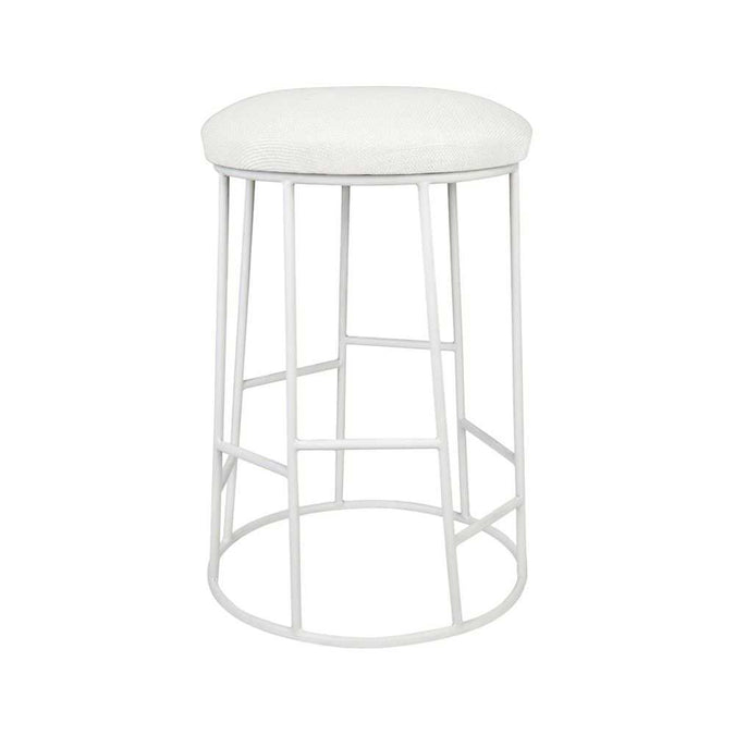 Aiden White Steel Kitchen Stool - Natural Linen
