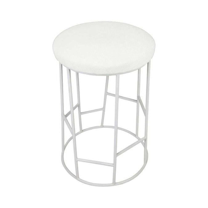 Aiden White Steel Kitchen Stool - Natural Linen