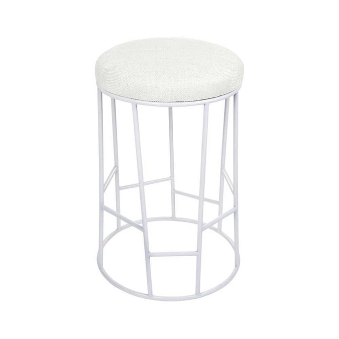 Aiden White Steel Kitchen Stool - Natural Linen