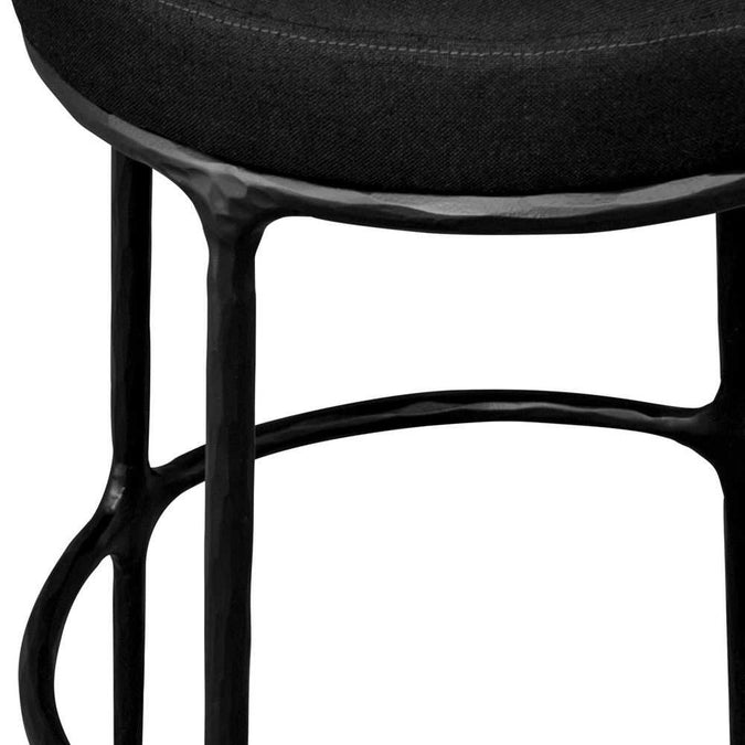 Heston Black Kitchen Stool - Black Linen - OUTLET NSW