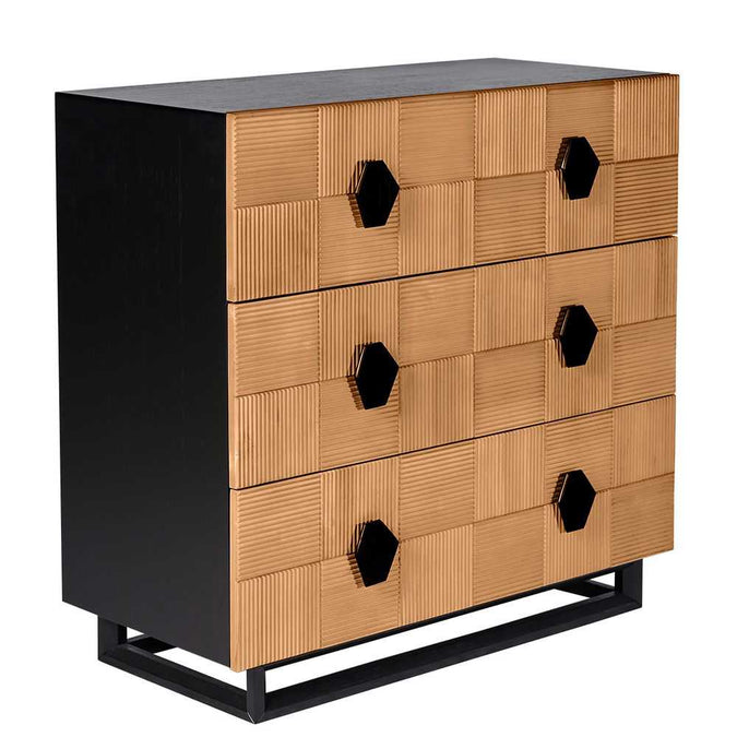 Alton 3 Drawer Chest - Natural and Black