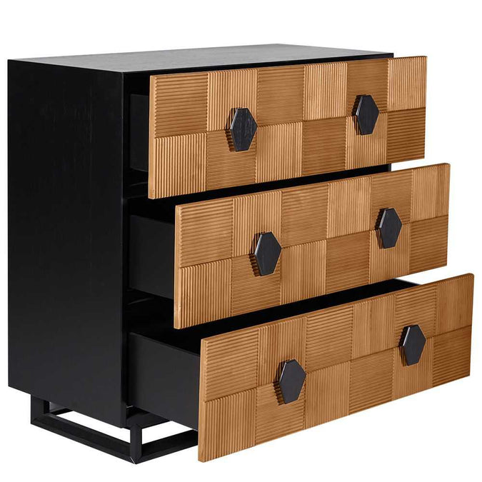 Alton 3 Drawer Chest - Natural and Black