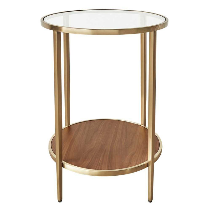 Chloe Glass and Timber Side Table - Gold