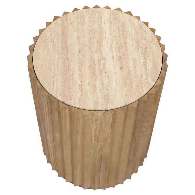 Carter Travertine Side Table - Walnut
