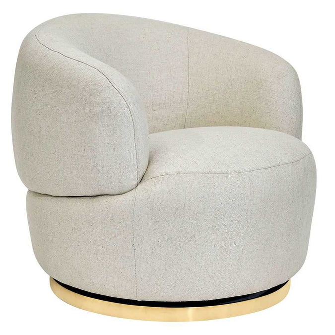 Tubby Swivel Arm Chair - Natural Linen - - Eleganté