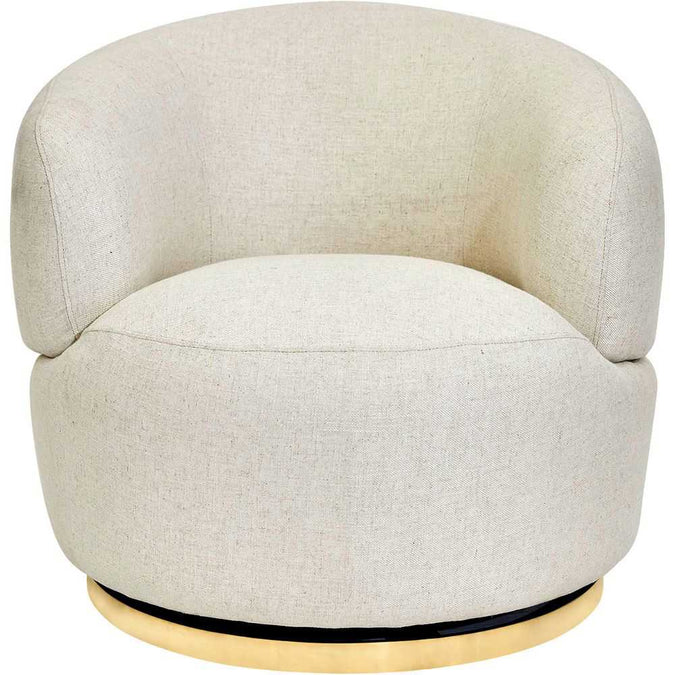 Tubby Swivel Arm Chair - Natural Linen - - Eleganté