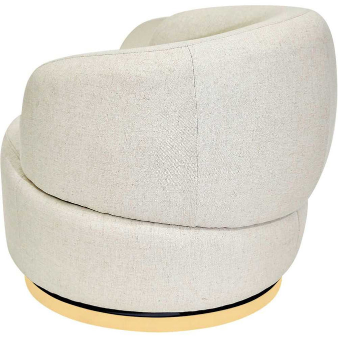 Tubby Swivel Arm Chair - Natural Linen - - Eleganté