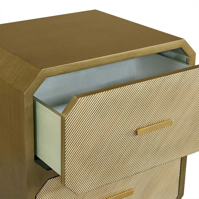 Anderson 2 Drawer Bedside Table - Antique Gold