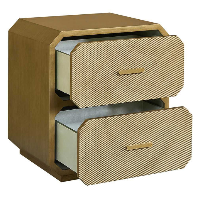 Anderson 2 Drawer Bedside Table - Antique Gold