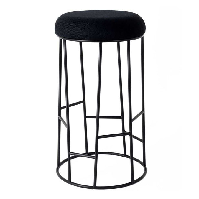 Aiden Black Steel Bar Stool - Black Linen - - Eleganté