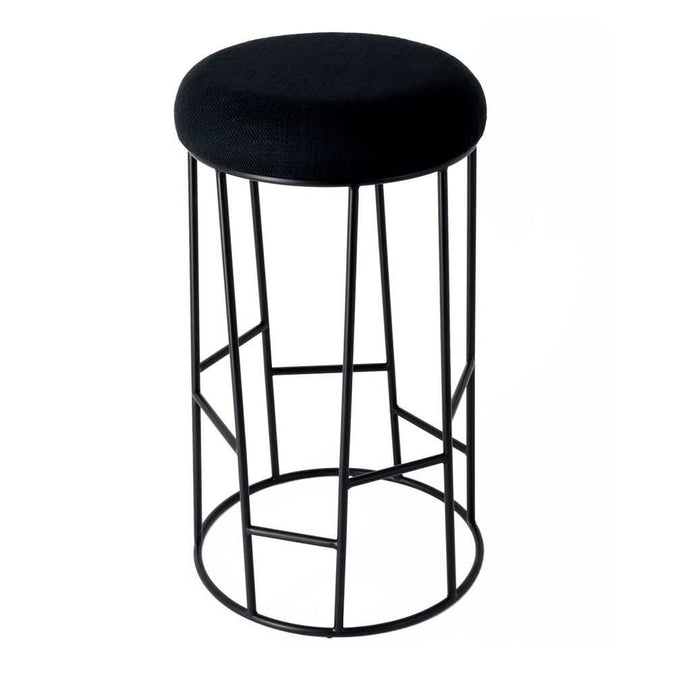 Aiden Black Steel Bar Stool - Black Linen - - Eleganté