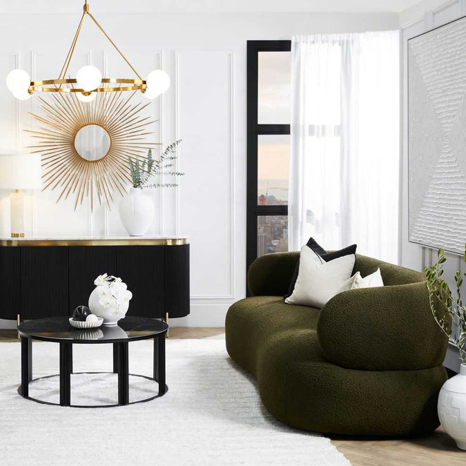Greenwich 3 Seater Sofa - Green Boucle - - Eleganté