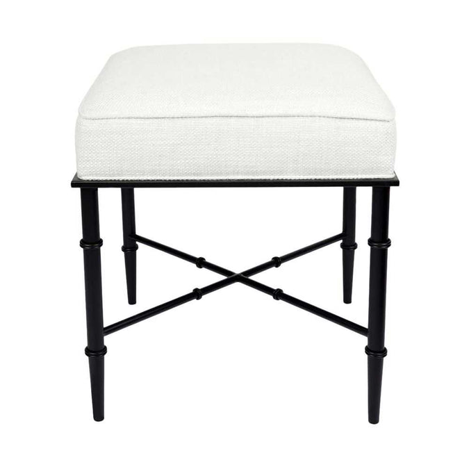 Hacienda Black Iron Stool - Natural Linen - - Eleganté