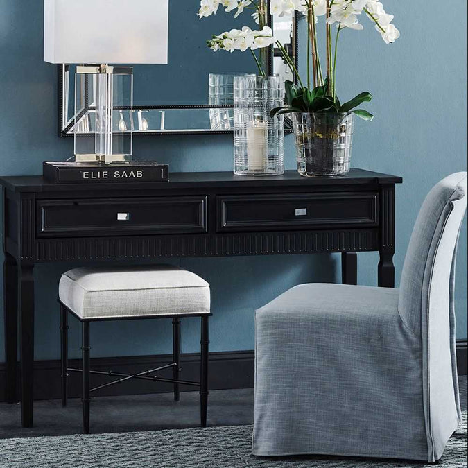Hacienda Black Iron Stool - Natural Linen - - Eleganté