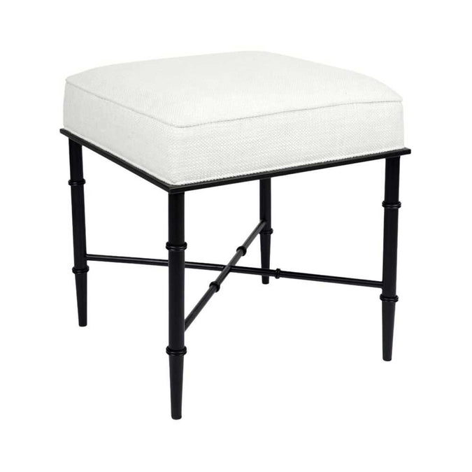 Hacienda Black Iron Stool - Natural Linen - - Eleganté