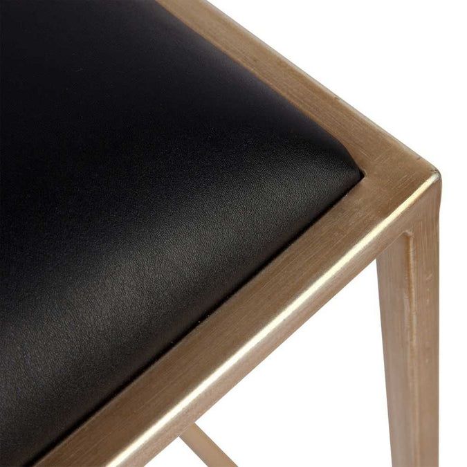 Kai Gold Kitchen Stool - Black Vegan Leather - - Eleganté
