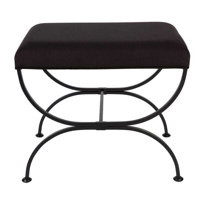 Novak Black Iron Stool - Black Linen - - Eleganté