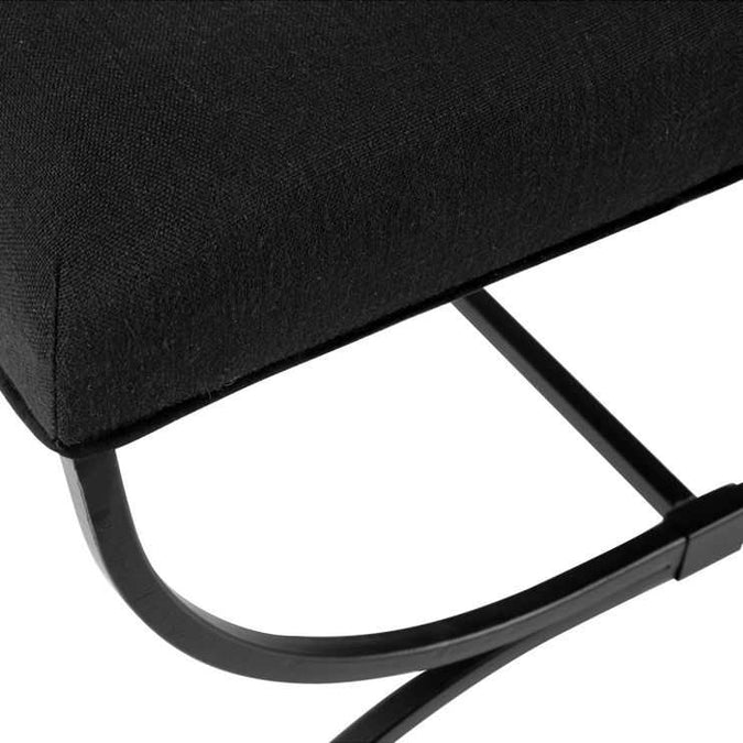 Novak Black Iron Stool - Black Linen - - Eleganté