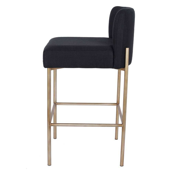 Leon Kitchen Stool - Black Linen - - Eleganté