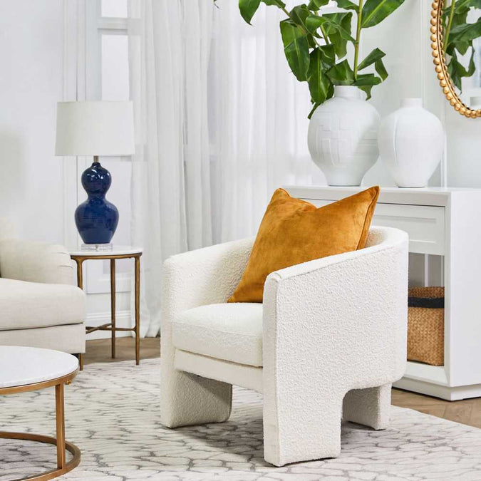 Kylie Arm Chair - White Boucle - - Eleganté