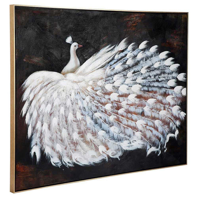 Le Grande Peacock Oil On Canvas Painting - - Eleganté